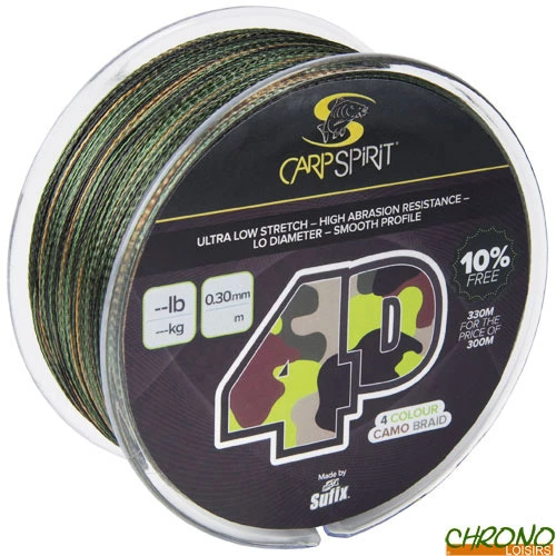 Tresse Carp Spirit 4D Camo Braid 0.30mm 1000m 3 Tresse Carp Spirit 4D Camo Braid 0.30mm 1000m