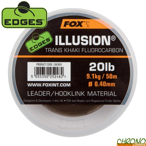 Fluorocarbon Fox Edges Illusion Trans Khaki Leader 50m 3 Fluorocarbon Fox Edges Illusion Trans Khaki Leader 50m