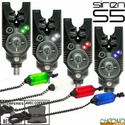 Nash Tackle Coffret Nash 4 Détecteurs Siren S5 Digital Color + 4 Hanger Nash